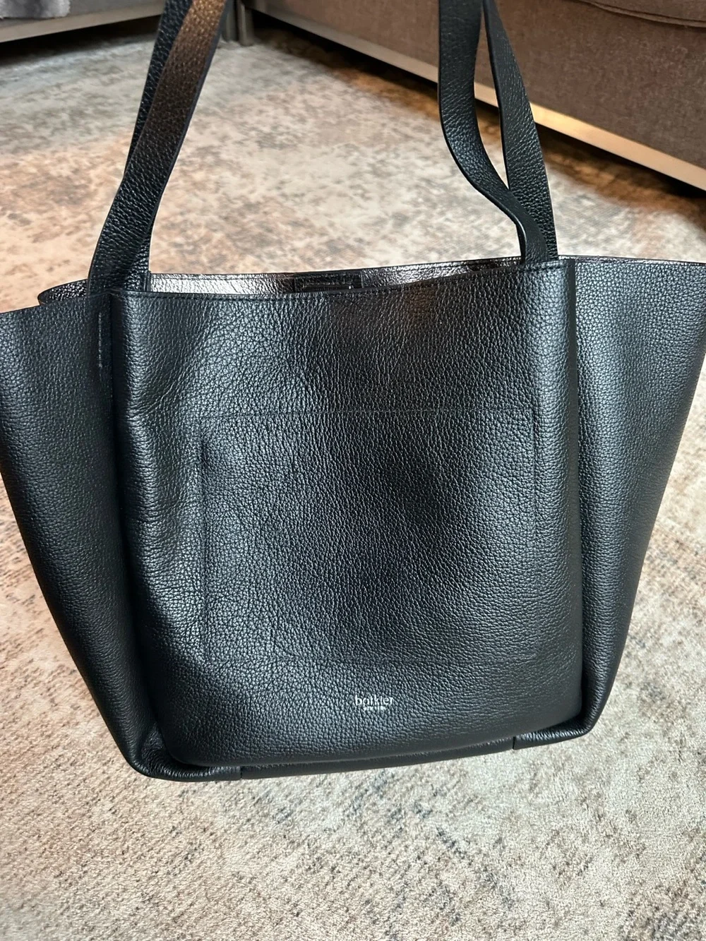 Botkier Tote‎ Bag Black Pebbled Leather Minimalist Shoulder Bag New York